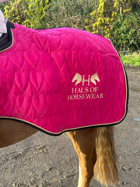 Haus of Horsewear Luxury Velvet Heart Quilted Exercise Sheet