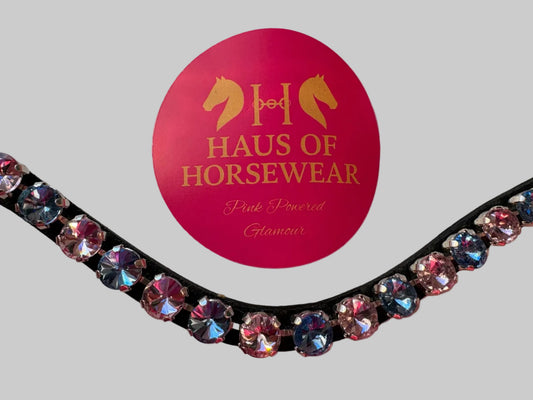 Haus of Horsewear Breeze pink and blue crystal mini horse browband