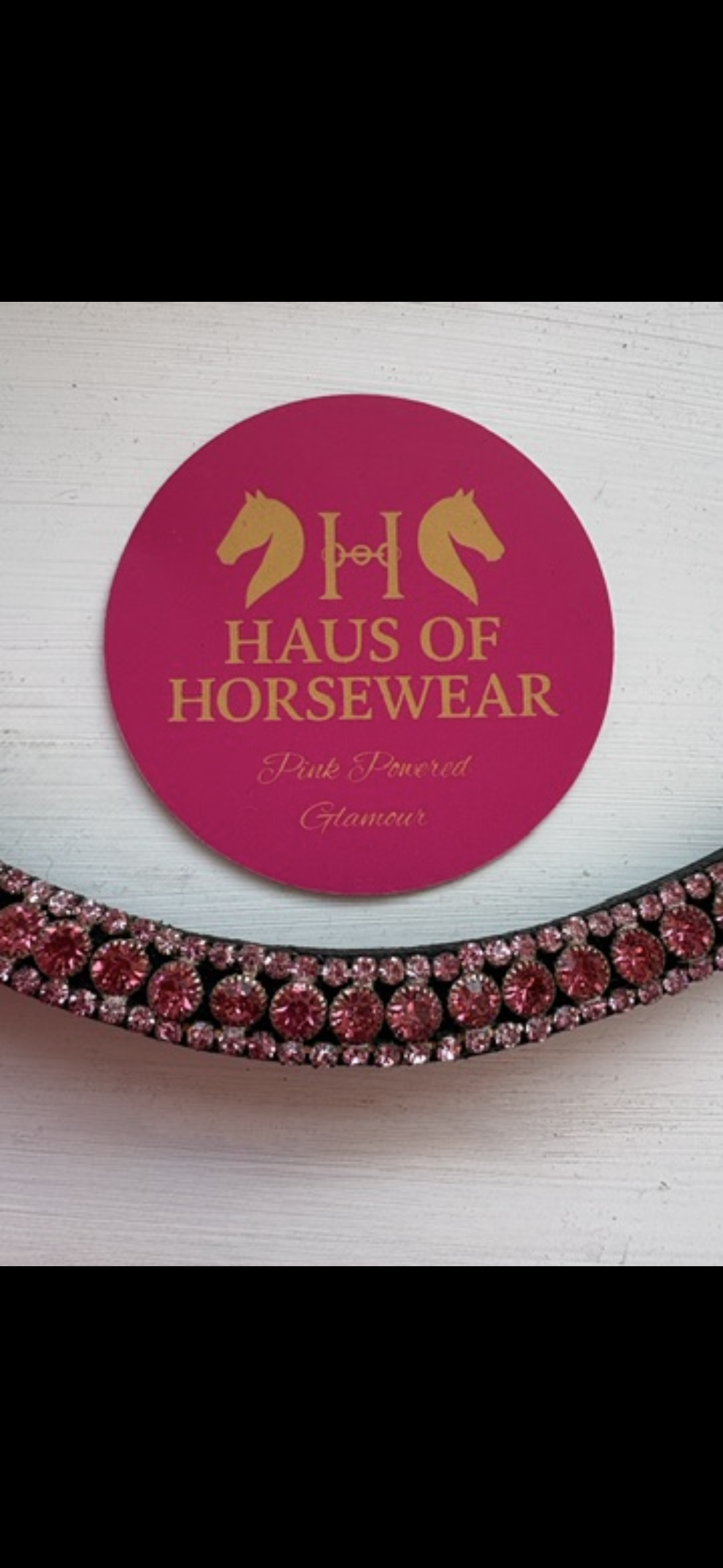 Haus of Horsewear Posey three row pink crystal mini horse browband