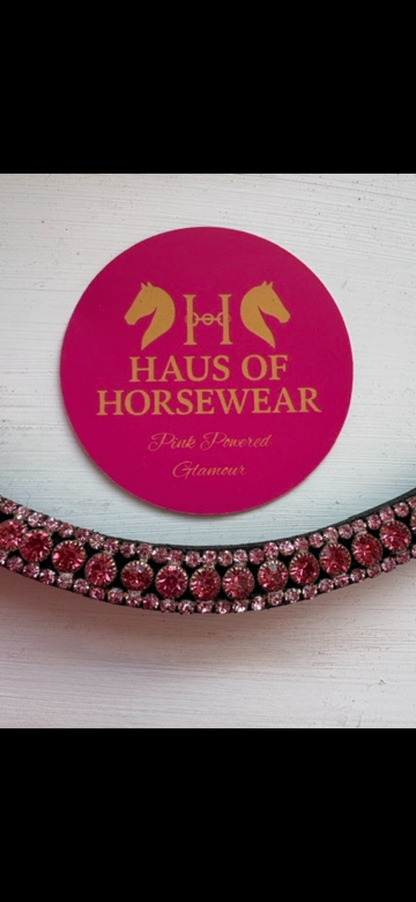 Haus of Horsewear Posey three row pink crystal horse browband
