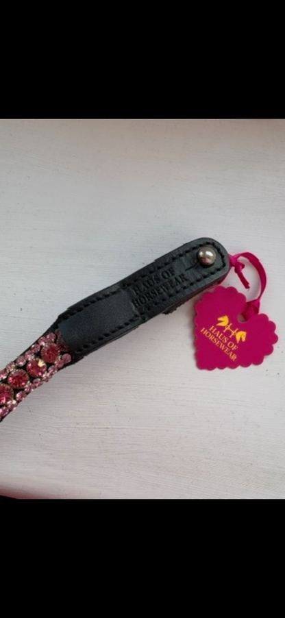 Posey mini three row pink crystal browband detail