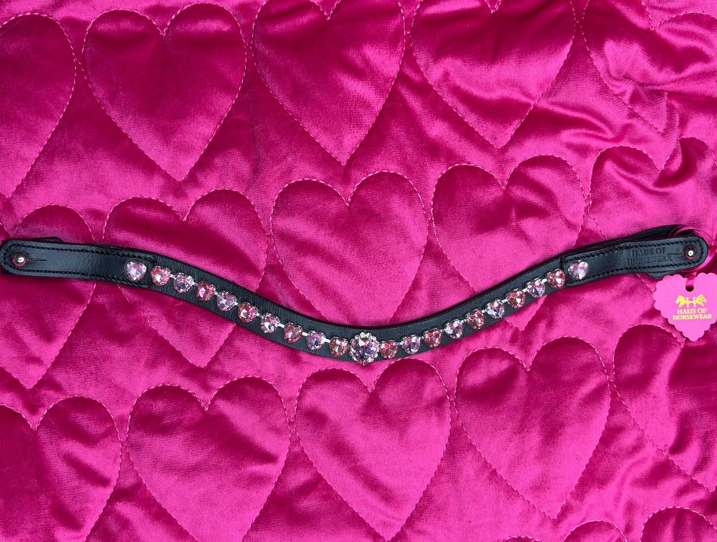 Haus of Horsewear Large Heart 'Princess' Pink Crystal Browband - Petite Collection
