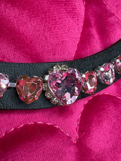 Haus of Horsewear Princess pink crystal heart mini horse browband