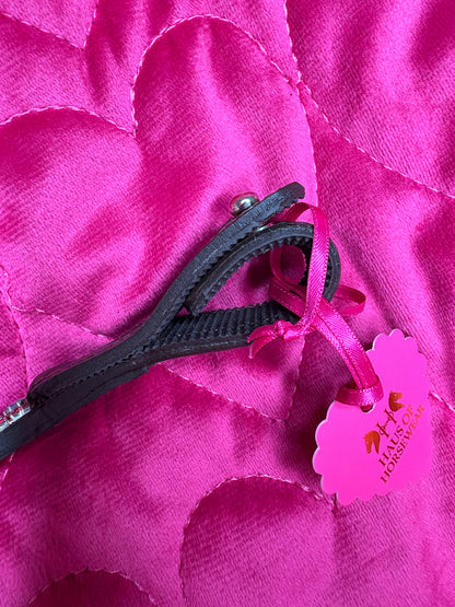 Pink crystal heart Petite horse browband Princess detail